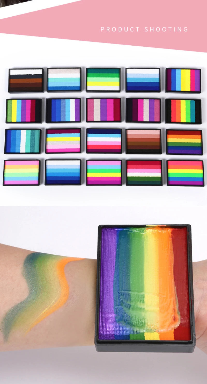 50g Facial and Body Paint Palette,Non-Toxic Rainbow Water-Soluble Body Paint for Rainbow Festival,Cosplay,Party,Art,Stage Makeup Pi-Mart
