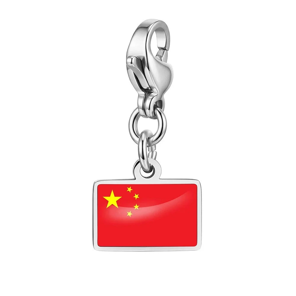 10mm Country Flag Charms Pendant Necklace Bracelet Keychain Bagchain Stainless Steel  Jewelry A Commemorative Gift For A Friend Pi-Mart
