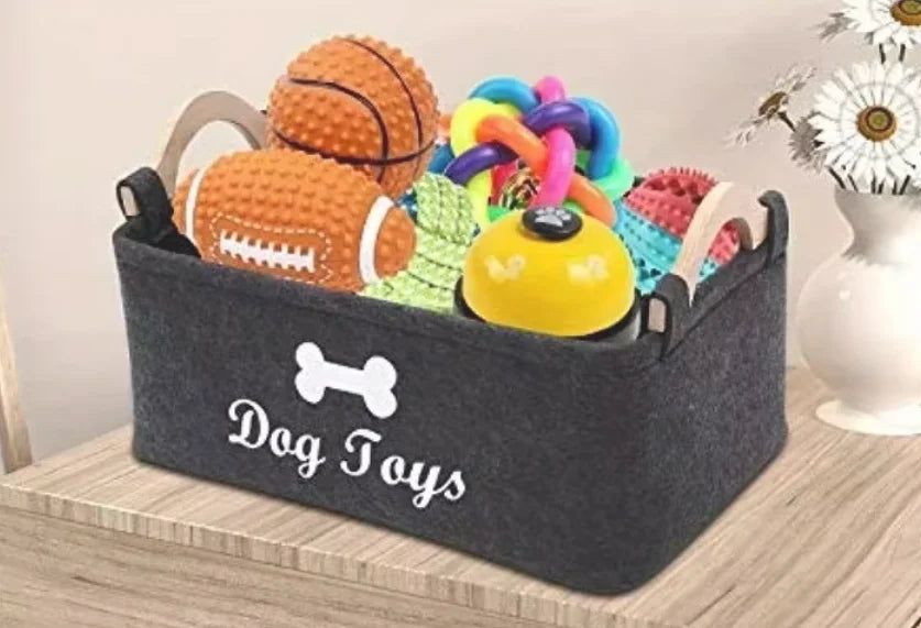 Felt pet toy box, dog toy box, storage basket box - perfect for organizing pets Pi-Mart