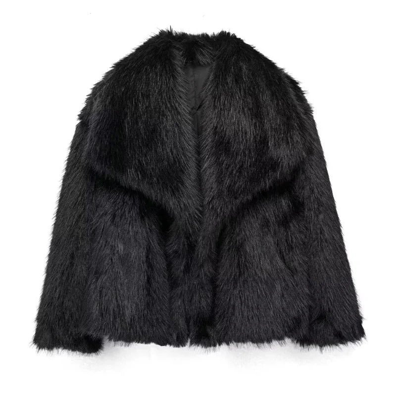 MUJER Faux Fur Hairy Coat Woman Warm Winter Fluffy Coat Women New Plush Jackets for Women Outerwears Luxury Women's Teddy Coats LadyShow.Store