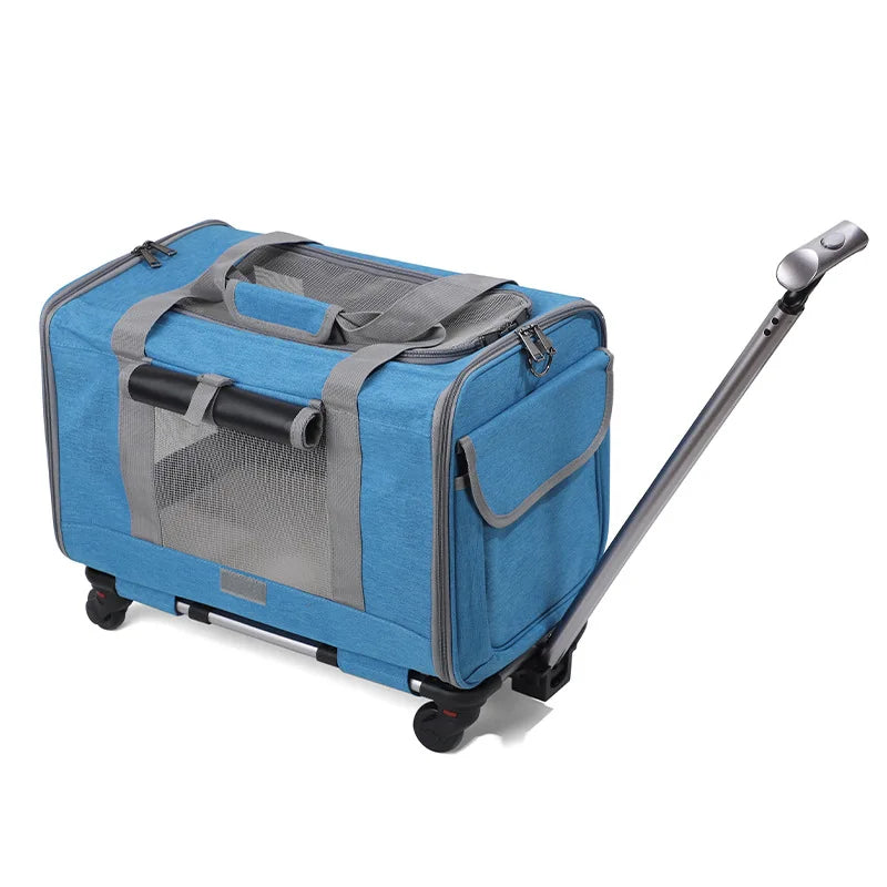 Pet Carrier with Wheels for Dogs Up To 15lbs & Cat  Airline Approved Dog Carrier Rolling Pet Carrier Foldable Pet Stroller Pi-Mart