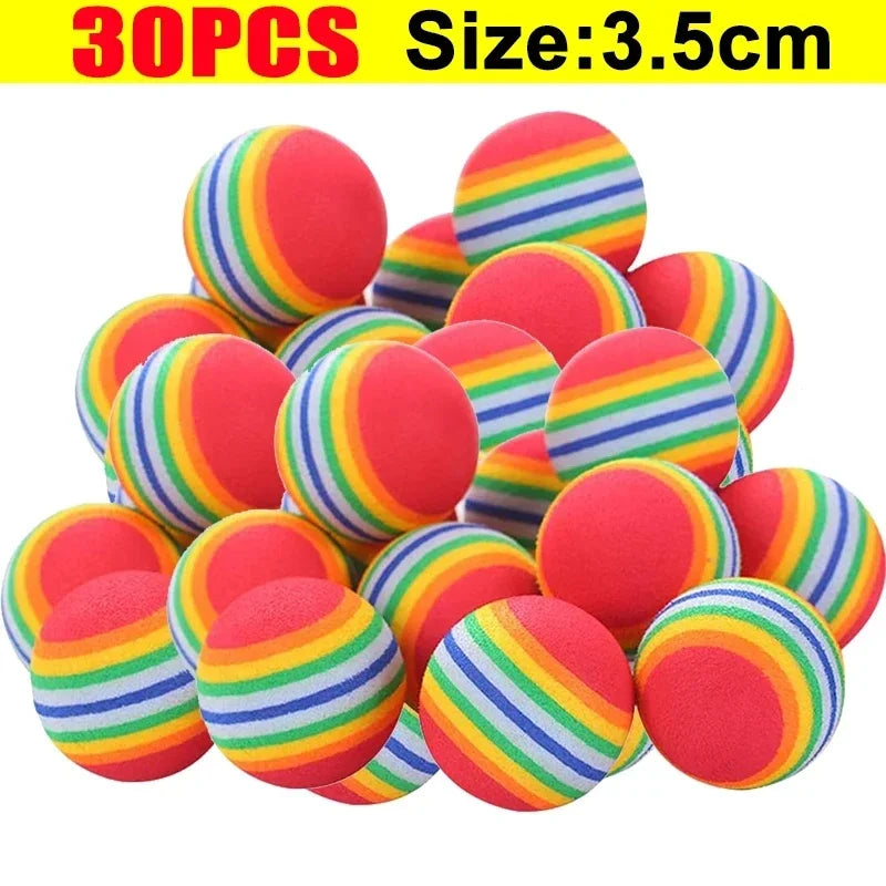 10-100x Colorful Cat Toy Ball EVA Bite-Resistant Elastic Rainbow Ball Kitten Puppy Chewing Training Interactive Toy Pet Supplies Pi-Mart