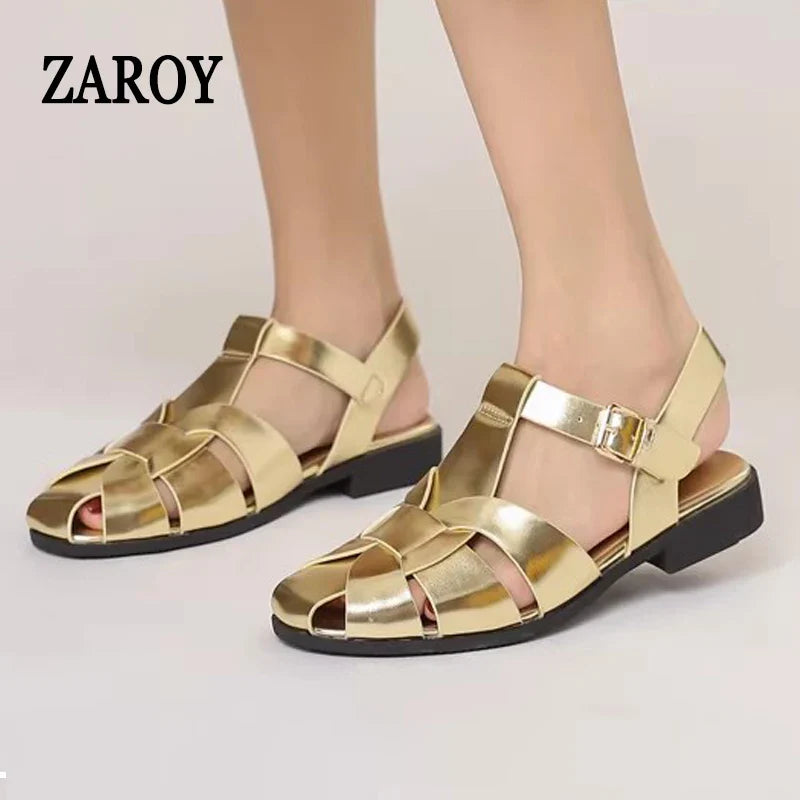 ZAROY Women Sandals Summer 2026 Newest Female Shoes Elegant Office Ladies Sandals Casual Soft Beach Flat Sandalias Roman Zapatos LadyShow.Store