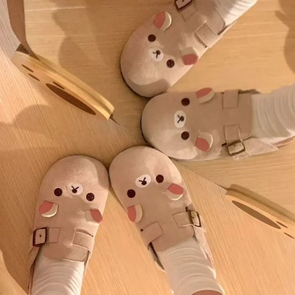 New Thick Bottom Rilakkuma Women's Shoes Cartoon Height Increase Anime Periphery Retro Cute Rilakkuma Slippers LadyShow.Store