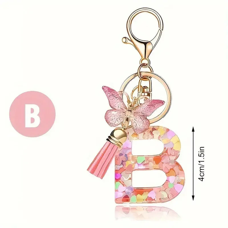Fashion DIY A-Z Letters keychain Metal Holder Pendent Key Chain Women Car Key Ring Simple Letter Name Key Party Gift Jewelry Pi-Mart