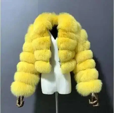 DEAT Fashion Women's Faux Fur Coat Lapel Zipper Long Sleeves Loose Thick Imitation  Fur Short Jacket Winter New 7AB6103 Pi-Mart