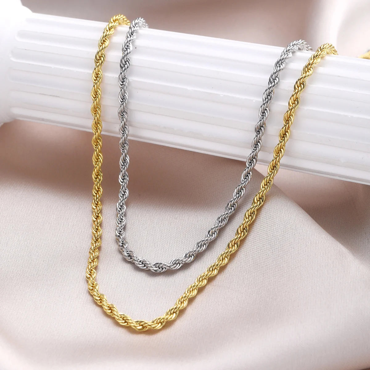 New Simple Classic Rope Chain for Men Women Necklace Casual Punk Stainless Steel Figaro Twisted Cuban Chain Necklace Jewelry Pi-Mart