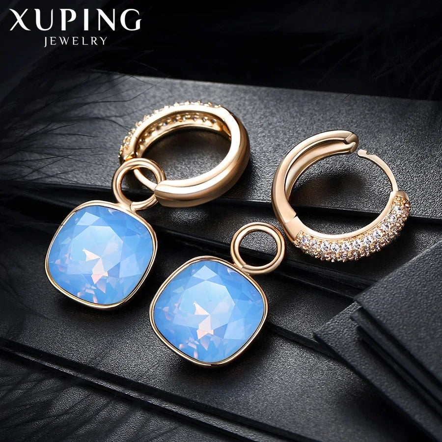 Xuping Jewelry Charm Square Shaped Luxury Exquisite Gold Color Plated Crystal Earring for Women Gift A00606258 Pi-Mart