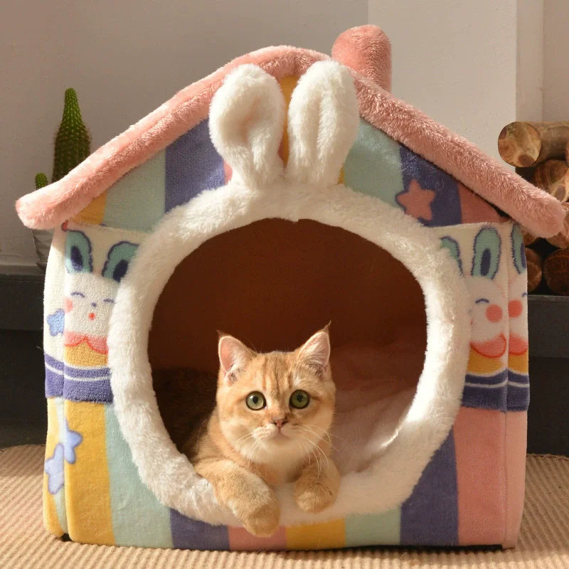 Foldable Dog House Kennel Bed Mat For Small Medium Dogs Cats Winter Warm Cat Bed Nest Pet Products Basket Pets Puppy Cave Sofa Pi-Mart