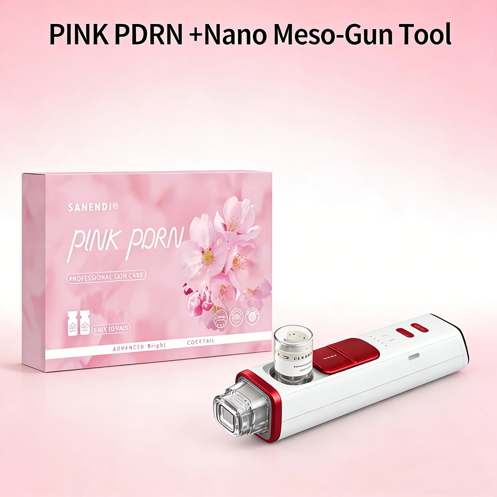 PDRN Salmon DNA Pink Cocktail Facial Serum For Face Glowing Hyaluronic Acid Korean 5 Box With Free EMS RF Tool Pi-Mart