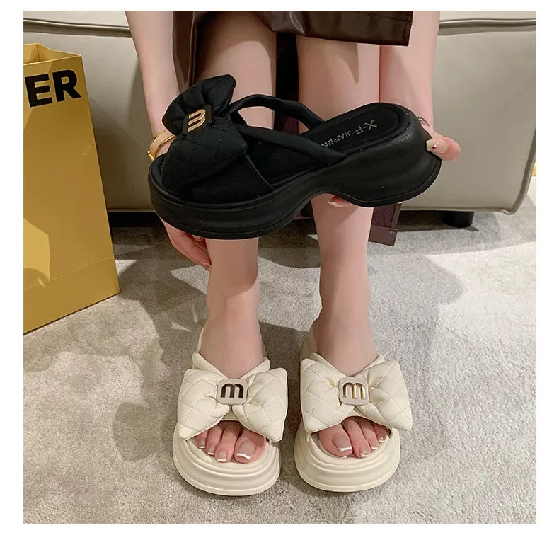 2024 summer New Fashion Women Shoes Slippers Comfortable Platform Shoe High Heels Leisure flower outdoor beach Slipper Women Pi-Mart