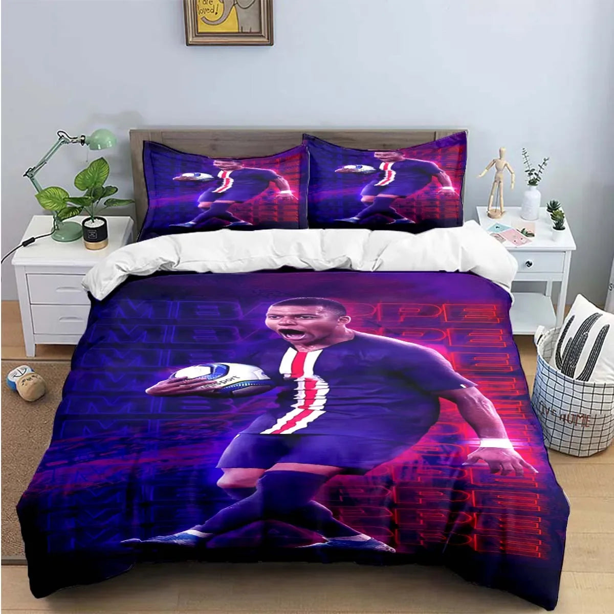 Fashion Football Star M-Messi R-Ronaldo Printing Bedding Set Duvet Cover Comforter Bed  Youth Kids Girl Boys Luxury Gift Pi-Mart