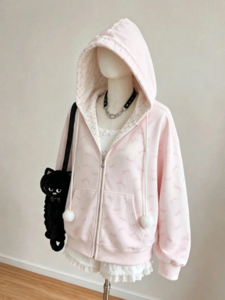 American Vintage Japanese Jacket Hooded Women 2026 Cotton Coats Outwear Design Subculture Gothic Sweatshirts Harajuku Pi-Mart