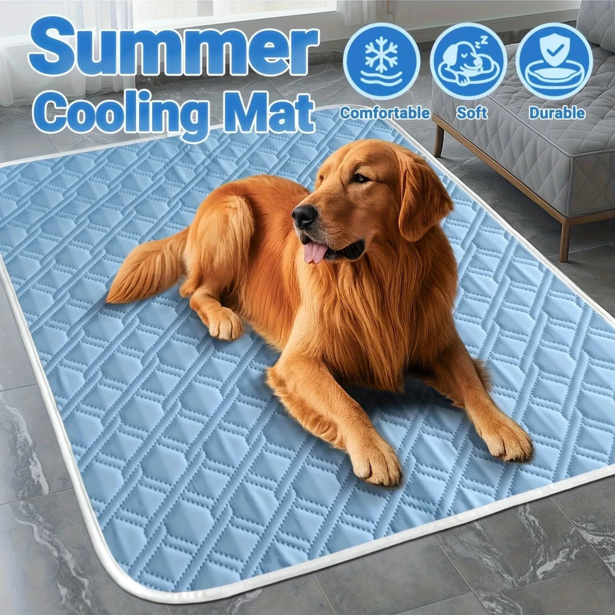 1PCS New Upgraded Ice Cooling Experience Summer Pet Cooling Mat Washable and Breathable Pet Cooling Pad All Season For Dogs Pet Pi-Mart