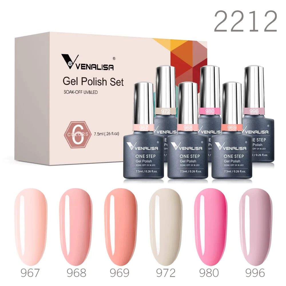 Venalisa Color Nail Gel Polish Kit  Jelly Pink Semi-transparent HEMA FREE Self Leveling Nude Natural Pink Nail Manicure Set Tri Light Beauty