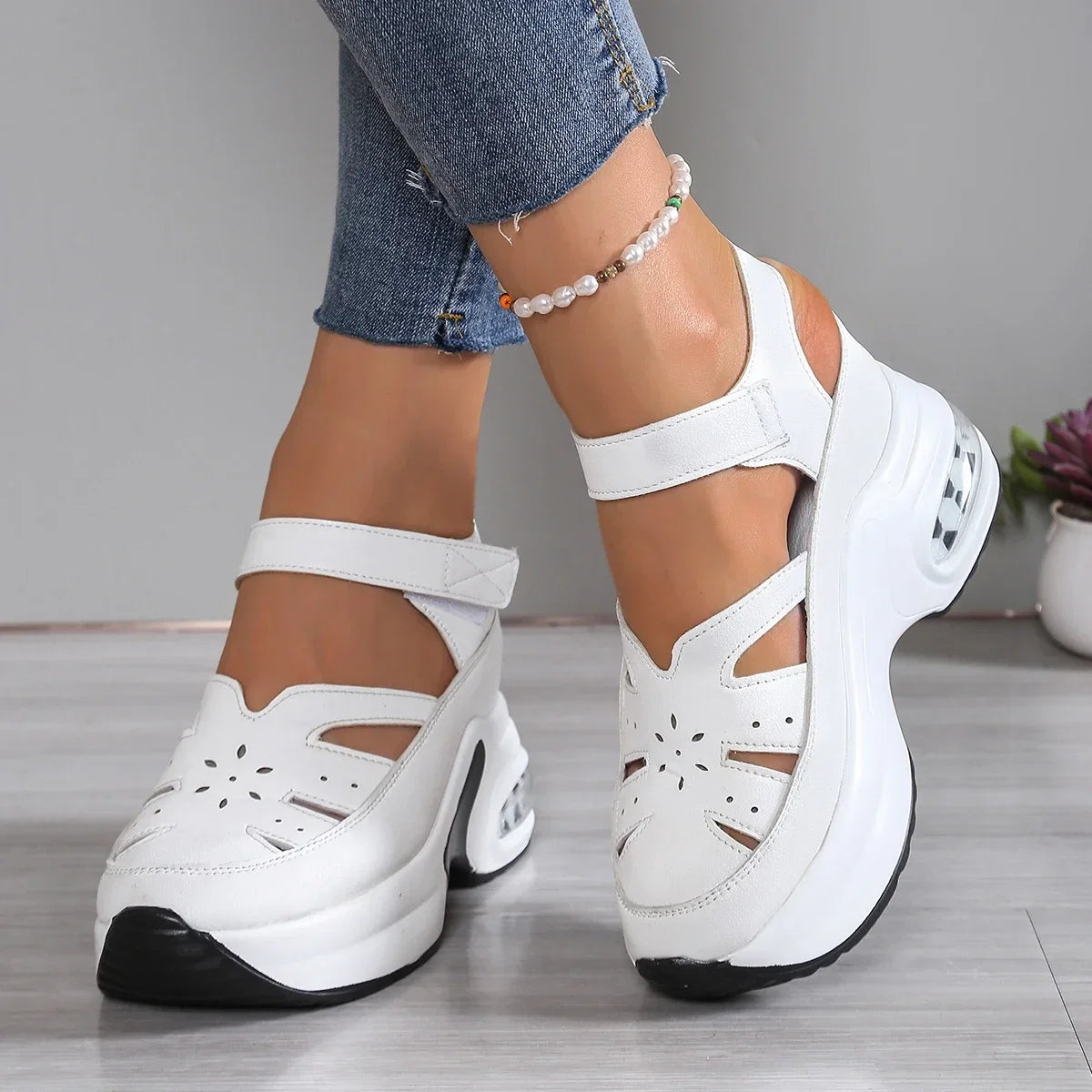 Women Sandals New Closed Toe Office and Career Summer Solid Wedge Shoes for Women New High Quality Buckle Strap Sandals Women LadyShow.Store