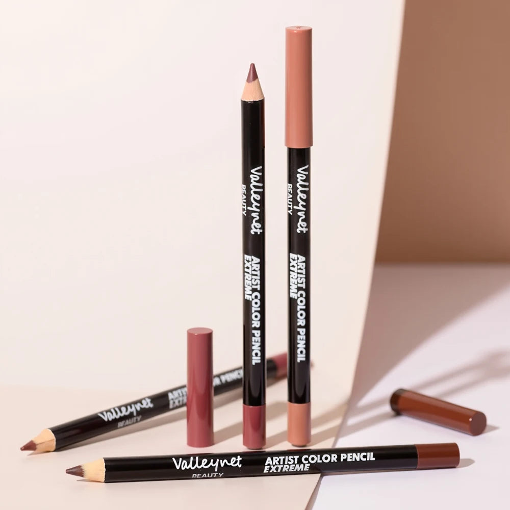 4pcs/Set lip liner set and eyeliner set Nude Brown Collection Long-lasting Matte Waterproof Lipstick Set Women'S Lip Cosmetics Pi-Mart
