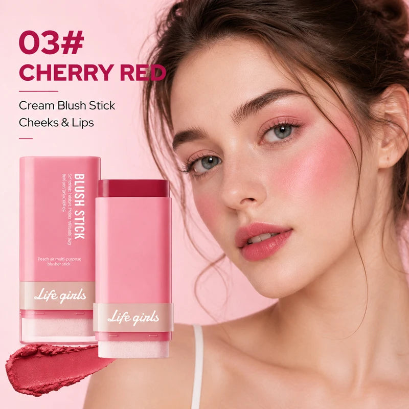 3-in-1 Cream Blush Stick Cheeks Lips Eyes, Long Lasting Waterproof Blendable Dewy Glow Makeup Stick for All Skin Tones Pi-Mart
