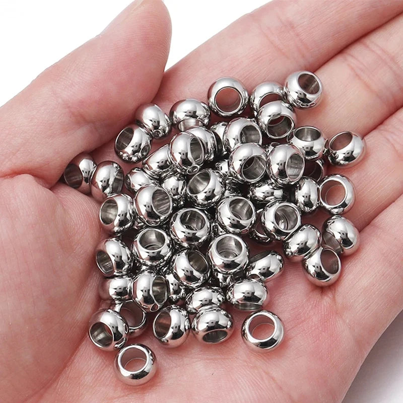 2-10mm High Quality Stainless Steel Beads for Jewelry Making Loose Spacer Beads DIY Bracelet Necklace Bracelets Wholesale Pi-Mart