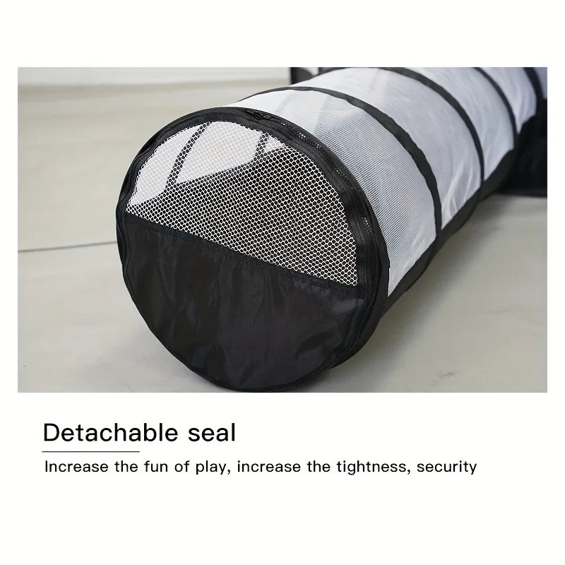 2-Piece Cat Tunnel & Play Mat Set - Foldable, Interactive Pet Toy ForCats And Dogs - Durable Polyester Pi-Mart