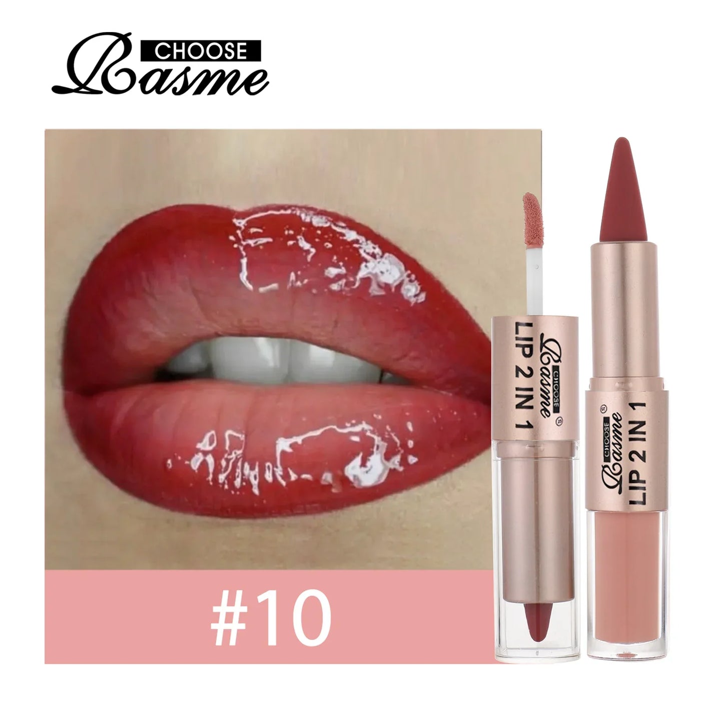 2IN1 Tapered Gradient Lipliner Pen Nude Brown Mirror Glass Lip Gloss Matte Lip Liner Waterproof Lip Contour Non Stick Makeup LadyShow.Store