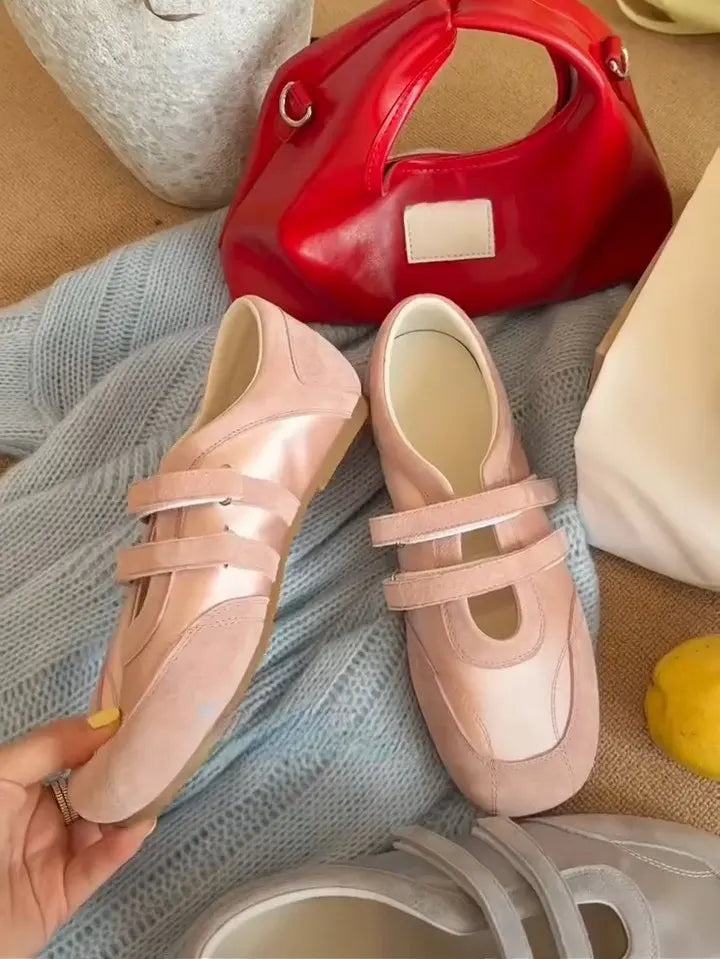 2026 Spring Autumn Women's Mary Janes | French Style Canvas Slip-on Flats | Wide Toe Box Velcro Soft Sole Casual Shoes Pi-Mart