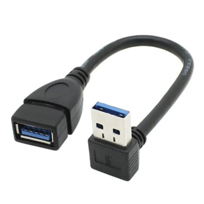 USB 3.0 Right / Left /Up/Down Angle 90 Degree Extension Cable Male To Female Adapter Cord USB Cables Extension Cord Pi-Mart