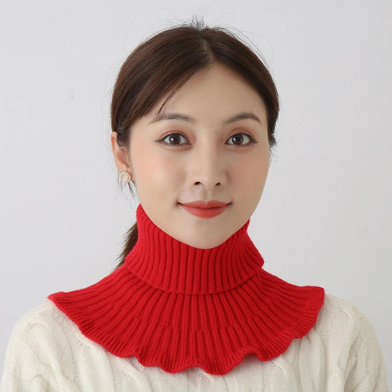 Warm Knitted Fake Collar Women Thicken Turtleneck Ruffles False Collars Detachable Neck Guard Winter Windproof Fake Collar Pi-Mart