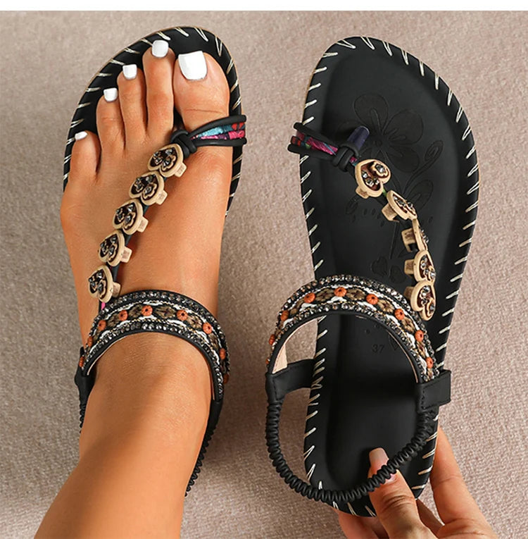 Women's Sandals Bohemia Style Sandals Summer 2026 Shoes For Woman Flip Flops Beach Summer Shoes Women Low Heels Footwear Pi-Mart