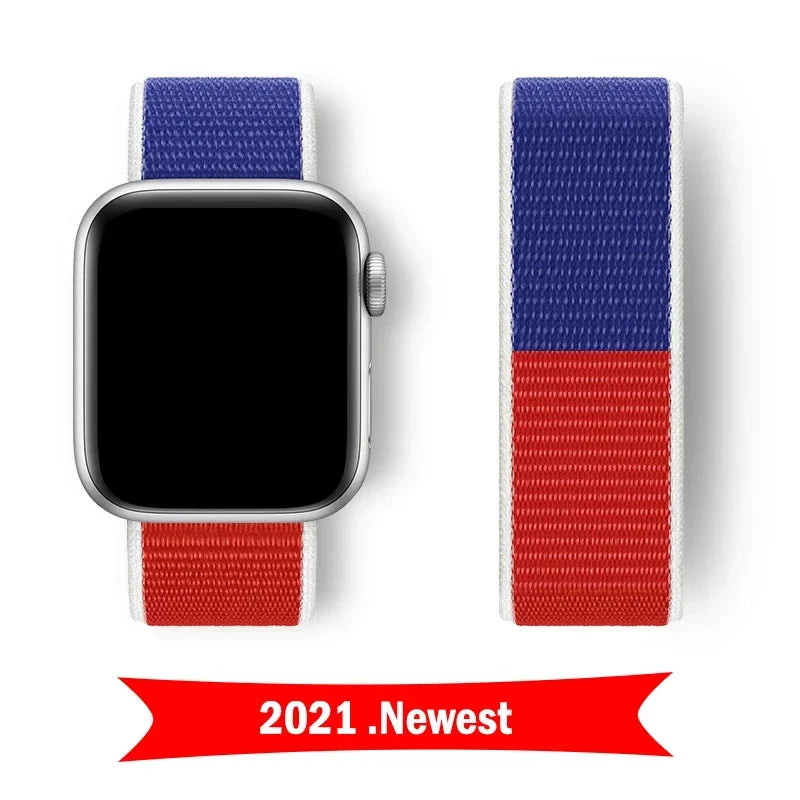 Nylon Sport loop Strap For Apple Watch Band 44mm 42/40mm 45mm  38/41mm pride Bracelet iwatch Ultra2 49mm Series 9 8 se 7 6 5 4 3 LadyShow.Store