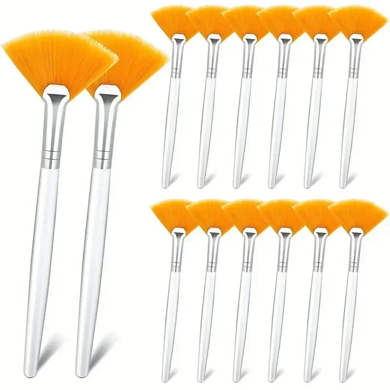 3/6/12 Pieces Facial Fan Mask Brushes Soft Mask Brush Applicator Esthetician Facial Mask Brushes For Women Girls Cosmetic Tools Tri Light Beauty