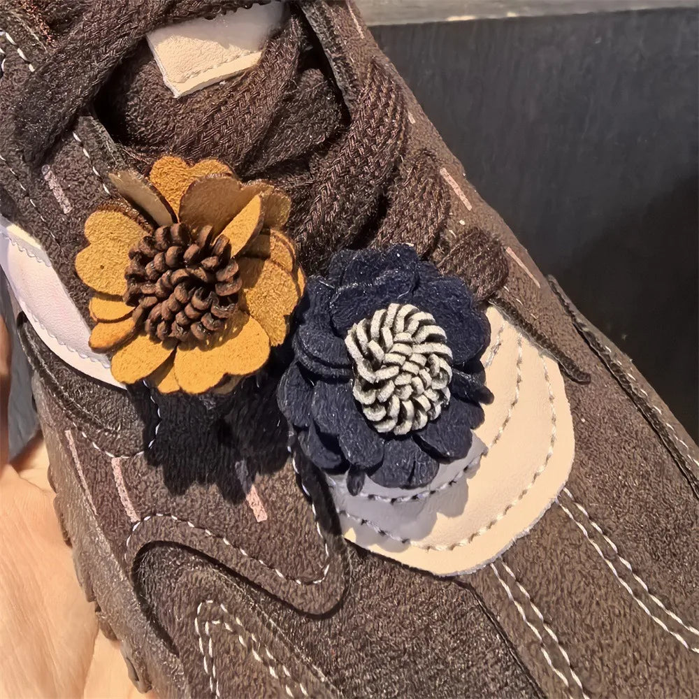 1Pcs Autumn Winter Maillard Tassel Pendant Shoe Charms Leather Flower Shoelace Buckle Sports Shoe Decoration Accessory Buckle Pi-Mart