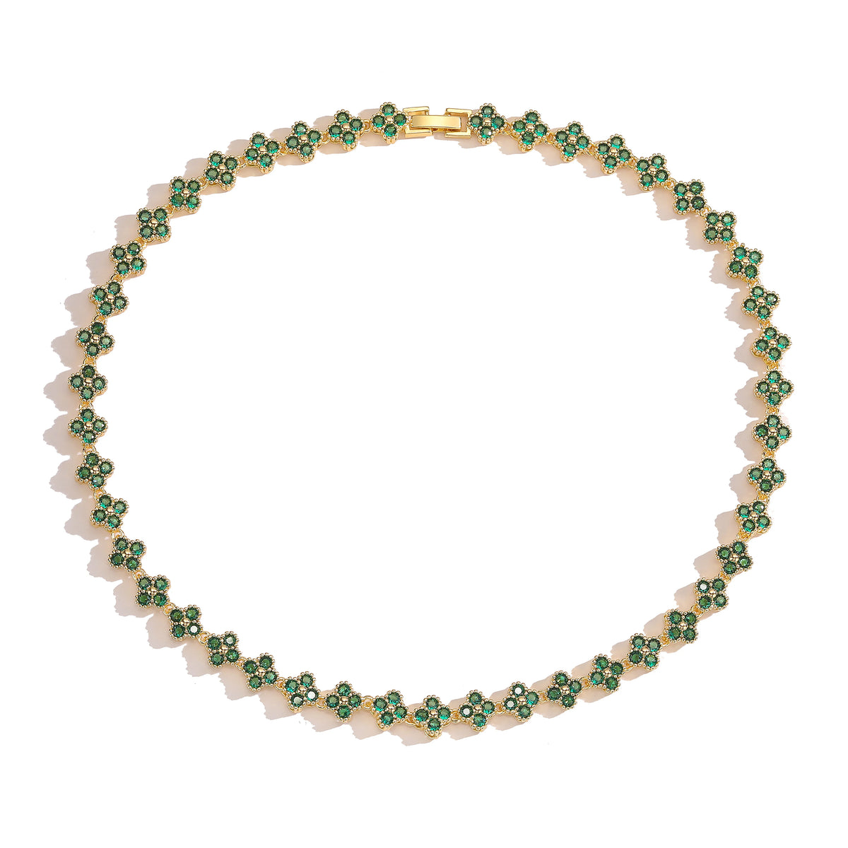 HECHENG,AAAAA Brass 18K gold-plated Flower Necklace Bracelet Jewelry Set ，for Christmas gift for women and best friend Pi-Mart