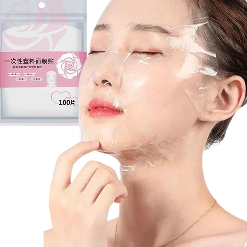 100pc Disposable Plastic Film for Face Fresh Keeping Film Mask Beauty Salon Promote Product Absorptio Ultra Thin Skin Care Paper Tri Light Beauty
