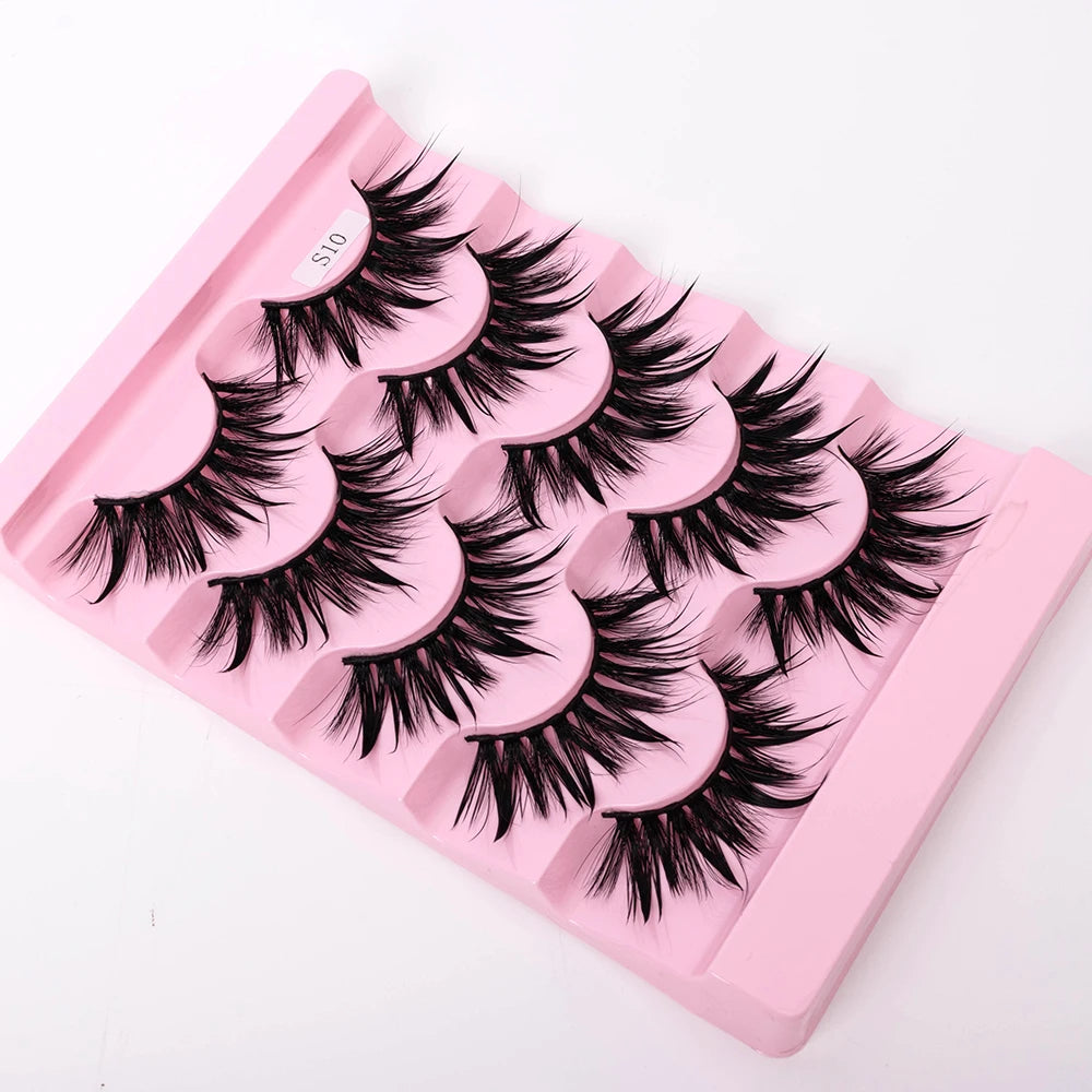 Yiernuo 1/5 Pairs Cosplay Anime Eyelashes Manga Lashes Dramatic Fairy Clusters Lashes Wet Look Lashes Pi-Mart