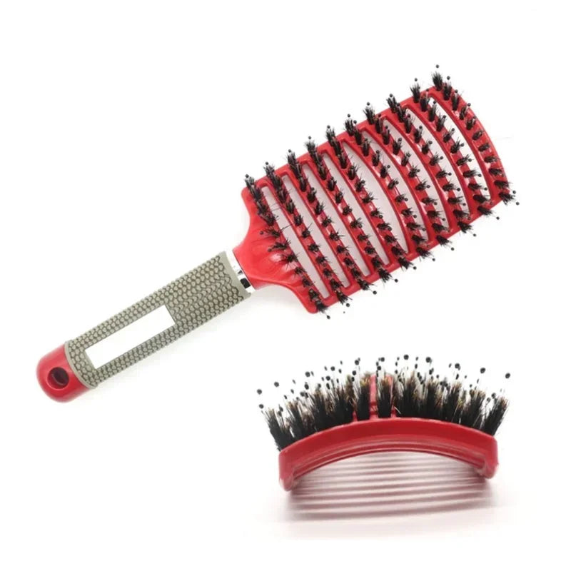 Hair Brush Exfoliating Hair Brush Bristle Women's Wet Curly Hair Comb Salon Hair Styling Tool，Special for Real Hair Wigs Pi-Mart