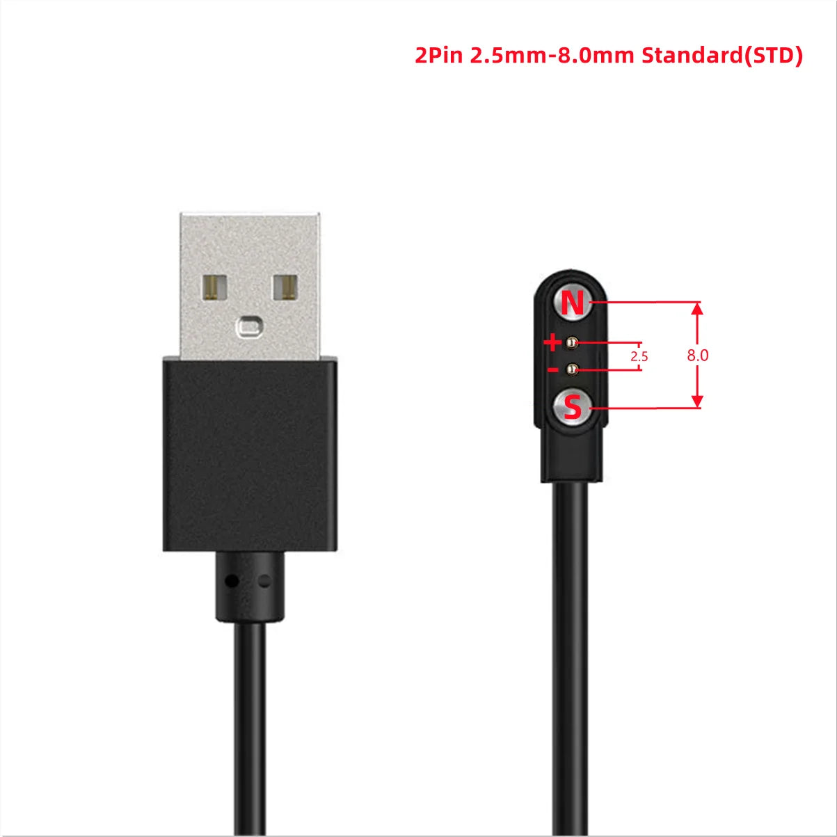 2Pin 4Pin 5Pin Magnetic Charging Cable USB to Pogo Pin for Smart Watch Earphone Wristband 60cm 5V Magnetic Dock Charger Adapter LadyShow.Store