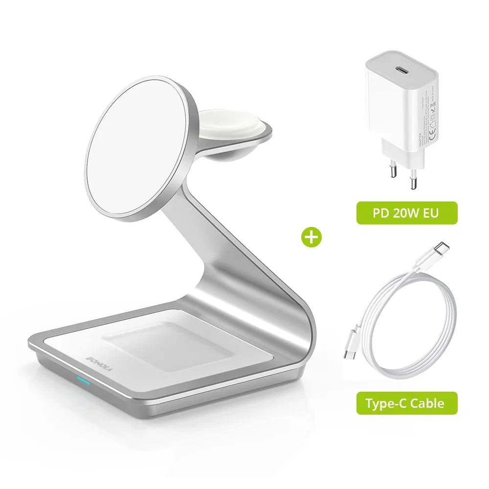 Bonola Magnetic 3 in 1 Wireless Charger for iPhone 17/16/15/13/14/12 30W Wireless Charging Station for Apple Watch/AirPods Pro LadyShow.Store