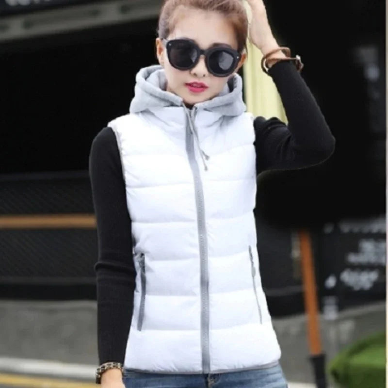 2026 New Winter Underwaist Coat Long Hooded Quilted Puffer Vest Female Warm Thicken Outwear Womens Jacket Sleeveless Waistcoat LadyShow.Store