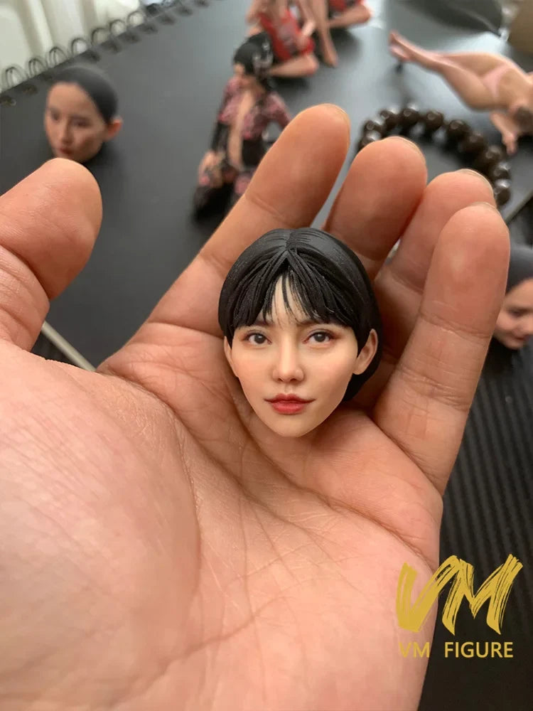 1/6 1/12 Super-realistic Woman Head Sculpture Beauty Head Painted Resin Model For 12" 6" Female Soldier Action Figure Body Doll Tri Light Beauty
