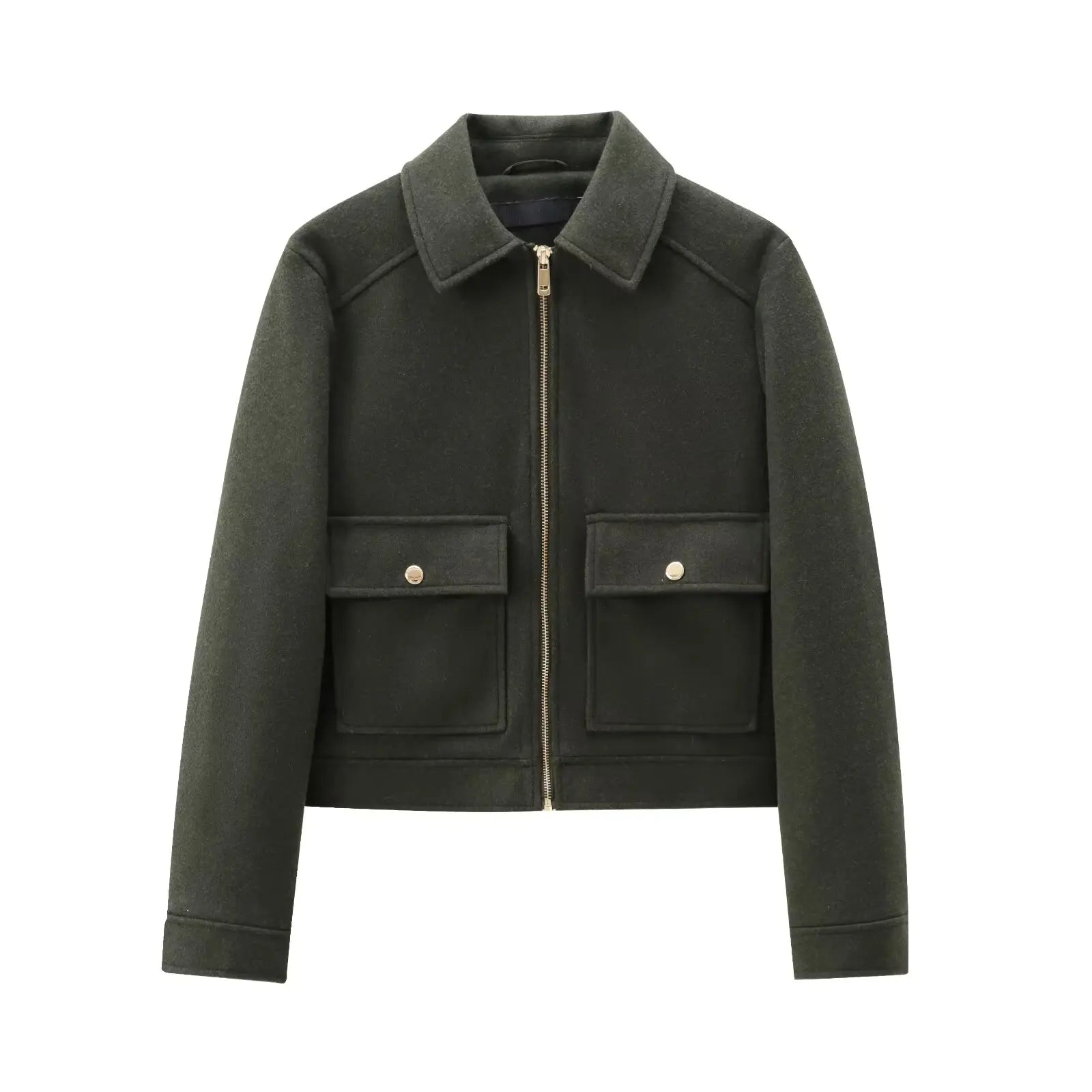 Women's Zipper Jacket Coat New Winter Long Sleeve Pocket Outerwear Coat Short Street Elegant Women's Jacket LadyShow.Store