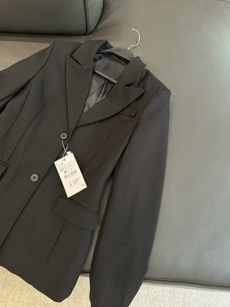 ZW Series Shoulder Padded Slim Fit Suit Jacket for Women ETJ 2025 New Collection with Waist Cinching Design  Casual Suit Jacket LadyShow.Store