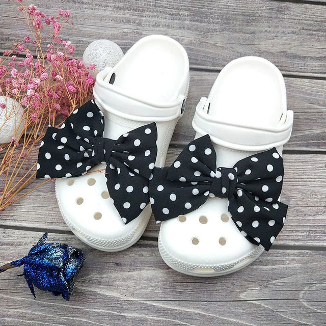 Cute Red Bow Shoe Charms for Crocs Designer DIY Bow-knot Wing Shoe Decorations High Quality Clogs Buckle Accessories New Fashion Pi-Mart