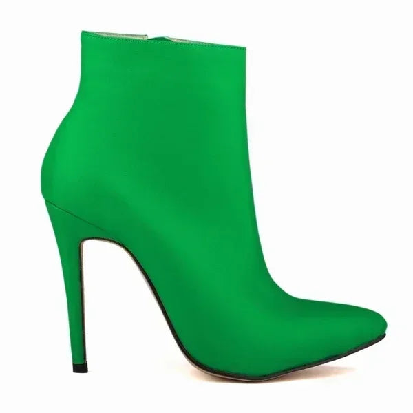 Women Short Boots Pumps Sexy Pointed Toe Side Zipper Super High Heels Stiletto 2026 Female Party Ankle Boot Shoes Botas De Mujer Pi-Mart