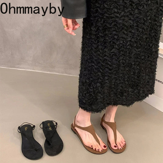 Summer Clip Toe Women Gladiator Sandals Casual Beach Vacation Shoes Ladies Elegant Dress Flats Sandalias LadyShow.Store