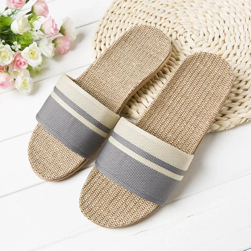 Hemp Casual Slippers Women Home Flats Spring Summer Luxury Designer Shoes Ladies 2026 Fashion Indoor Slides Couple Lightweight LadyShow.Store