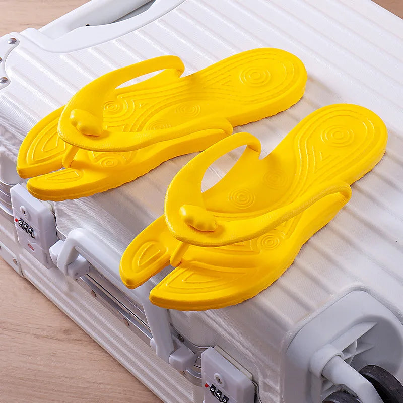 Folding Slippers Trip Travel Portable Slides Women Men Light Home Hotel Salon Homestay Guest Use Sandals Bathing Beach Shoes LadyShow.Store