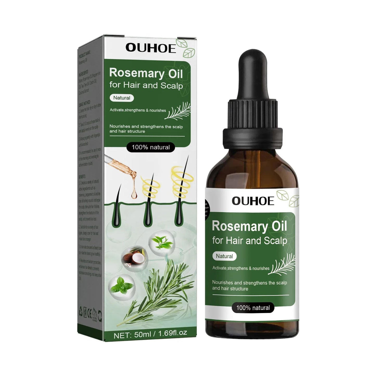Rosemary Oil for Hair Growth 50ml Essential Oil Growing Hair Beauty Hair Care Prevents Hair Loss Promotes Healthy Hair Growth Tri Light Beauty