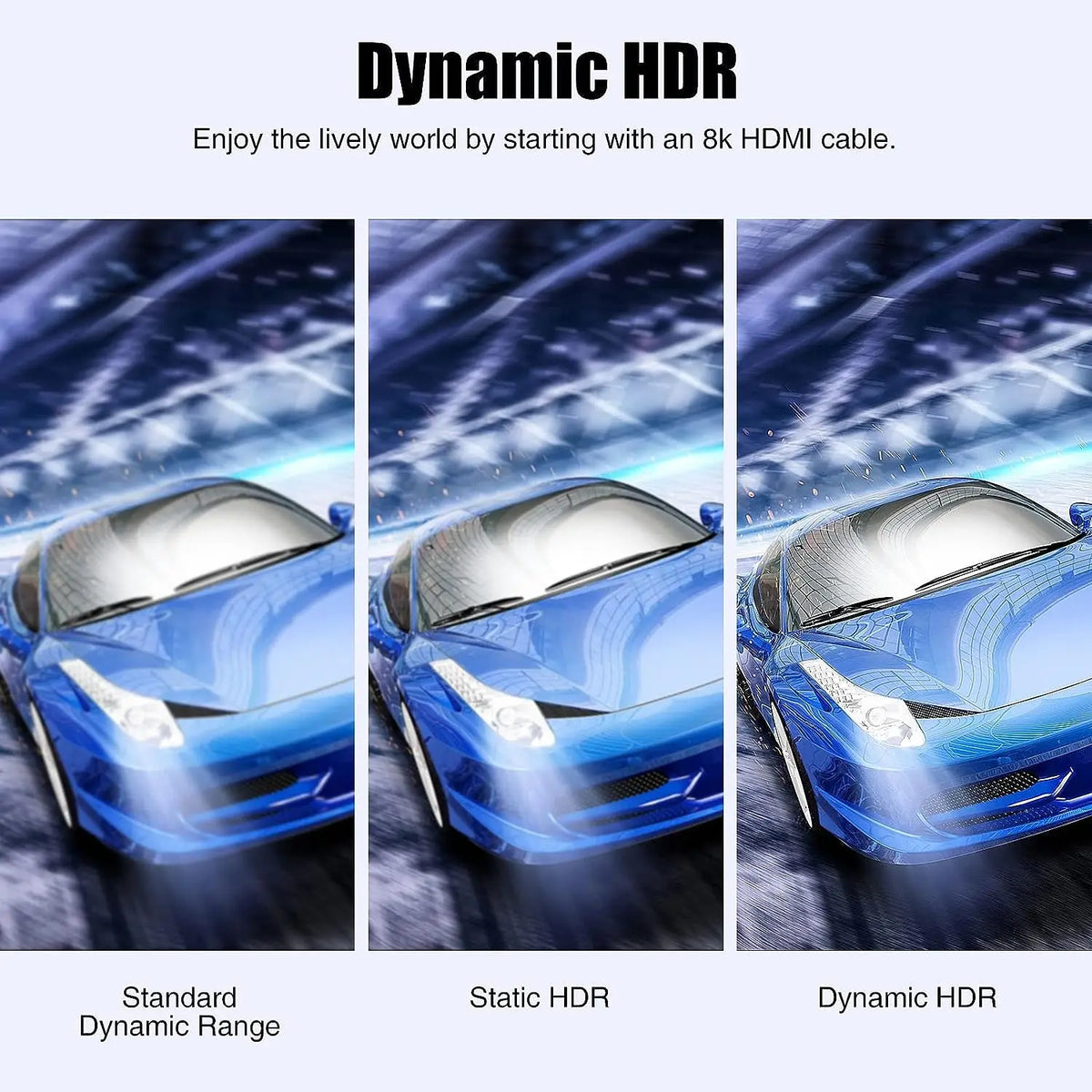 8K HDMI Flat Cable 48Gbps High Speed 8K60 4K120 144Hz Braided HDMI 2.1 Cord 3D eARC HDCP 2.2&2.3 Compatible with Roku TV/PS5 Pi-Mart