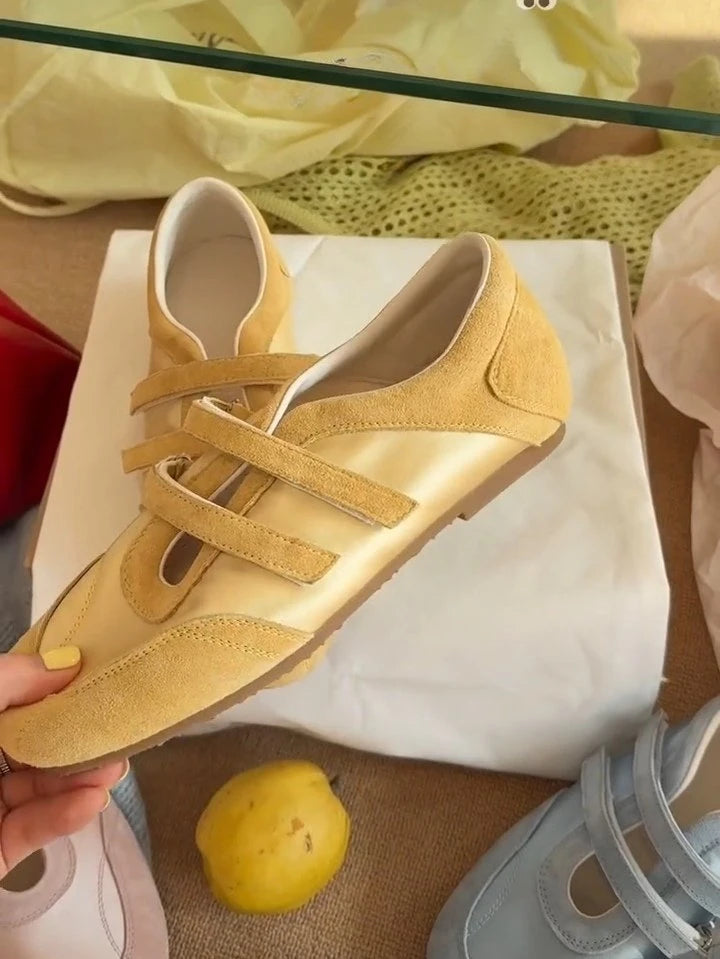 2026 Spring Autumn Women's Mary Janes | French Style Canvas Slip-on Flats | Wide Toe Box Velcro Soft Sole Casual Shoes Pi-Mart